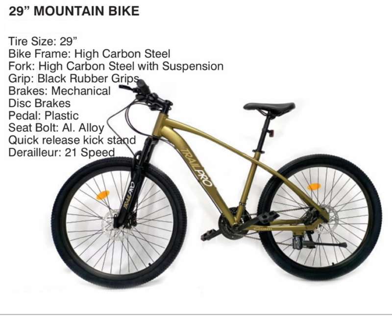 Mountain Conti 29 Trail Pro 21 Speed Mountain Bike Carbon Steel Frame was sold for 2 796.00 on 10 Apr at 23 46 by KTrading in Rustenburg ID 612193232